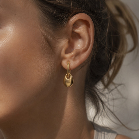 Boucles d'oreilles pendantes pour femme, forme elliptique, en acier inoxydable doré et argenté, étanches. 2