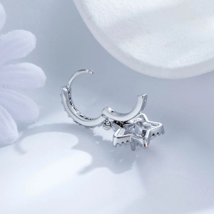 Boucles D'Oreilles Pendantes Pour Femmes, En Cuivre Et Zircon, Collection Simple Star h5 Image3