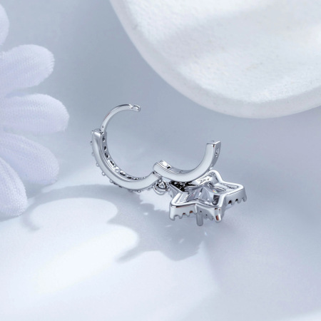 Boucles d'oreilles pendantes pour femmes, en cuivre et zircon, collection Simple Star 2