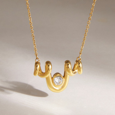 Colliers pendentifs pour femmes, collection Simple Series Casual Twist Lines, en acier inoxydable étanche, couleur or 2