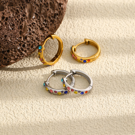 Boucles d'oreilles créoles pour femmes, style classique, en acier inoxydable, étanches, couleur or. 2