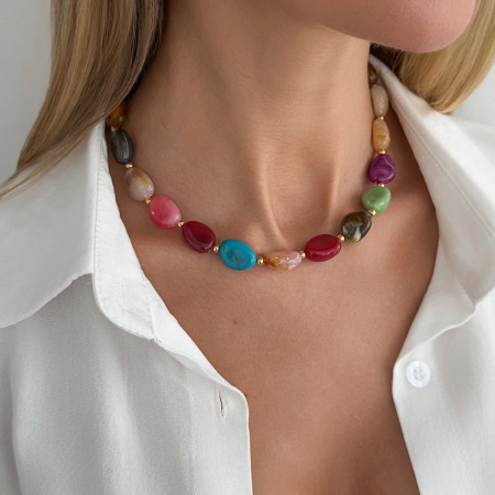 Colliers de perles colorées en résine CCB pour femmes 2