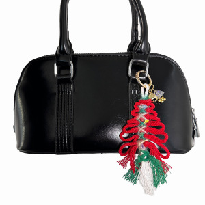 Collection Ethnique Décontractée De Noël Avec Pompons Multicolores Et Breloques En Corde Tressée Pour Sacs h5 Image4