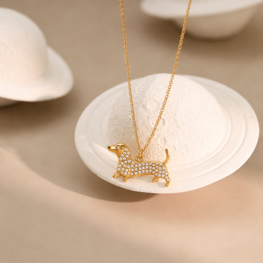 Collier Pendentif Teckel En Acier Inoxydable Étanche De La Série Simple Image4