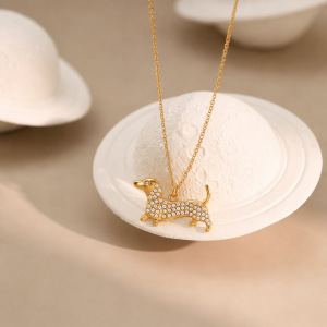 Collier Pendentif Teckel En Acier Inoxydable Étanche De La Série Simple h5 Image4