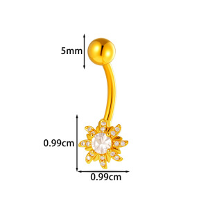 Piercing Nombril Femme Simple Series Flower Couleur Cuivre Doré Zircon h5 Image2