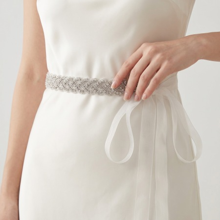 Ceintures à chaîne en tissu uni élégant et strass de la série Luxueuse