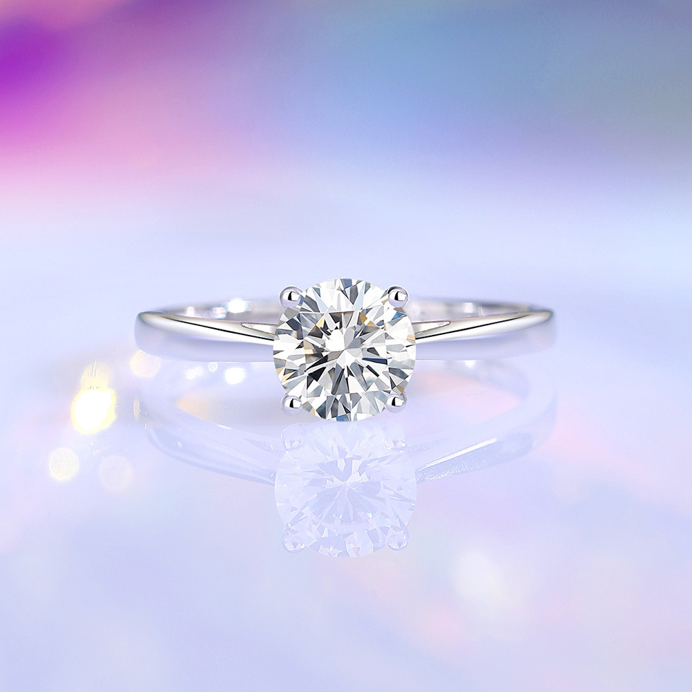 Bagues Pour Femmes En Moissanite, Plaquées Platine, En Argent Sterling 925, Collection Simple Et Élégante. h5Image2