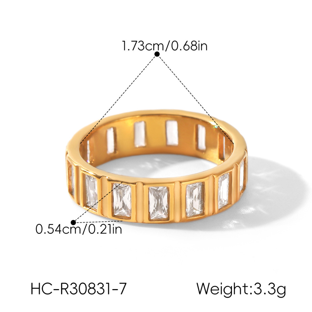 Bagues Pour Femmes Simple Series Daily Circle En Acier Inoxydable Étanche Couleur Or Avec Zircon Et Pierre Précieuse Image2