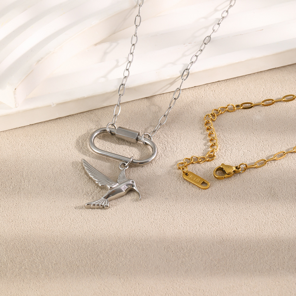 Colliers Pendentifs Pour Femmes, Collection Simple, Motif Animal Mignon Et Irrégulier, En Acier Inoxydable Étanche, Couleur Or Image3