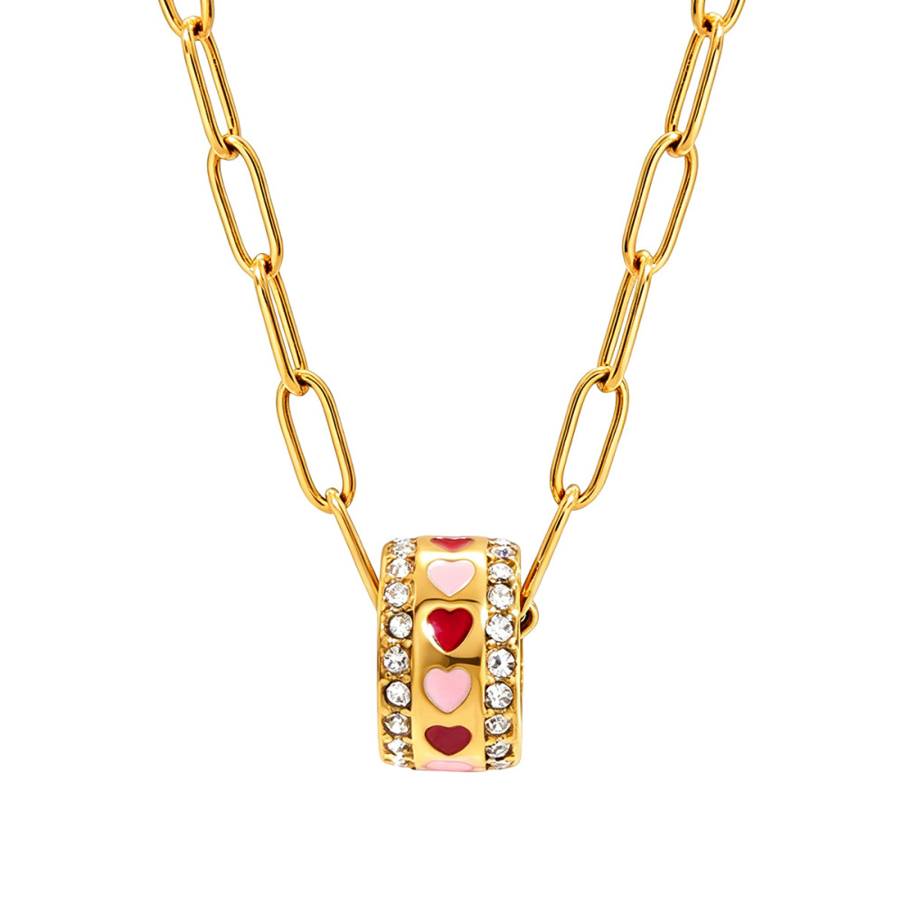 Colliers Pendentifs En Acier Inoxydable Couleur Or, Motif Teckel Mignon En Forme De Cœur, Collection Simple Series h5Image5