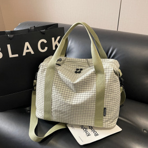 Sacs De Sport Et De Voyage Carrés Pour Femmes, Style Décontracté, Sans Couleur Unie, En Tissu À Carreaux h5