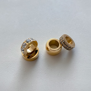 Perles D'Espacement Rondes En Acier Inoxydable Doré Avec Zircon Pour Femmes, Collection De Luxe À Faire Soi-Même h5 Image3