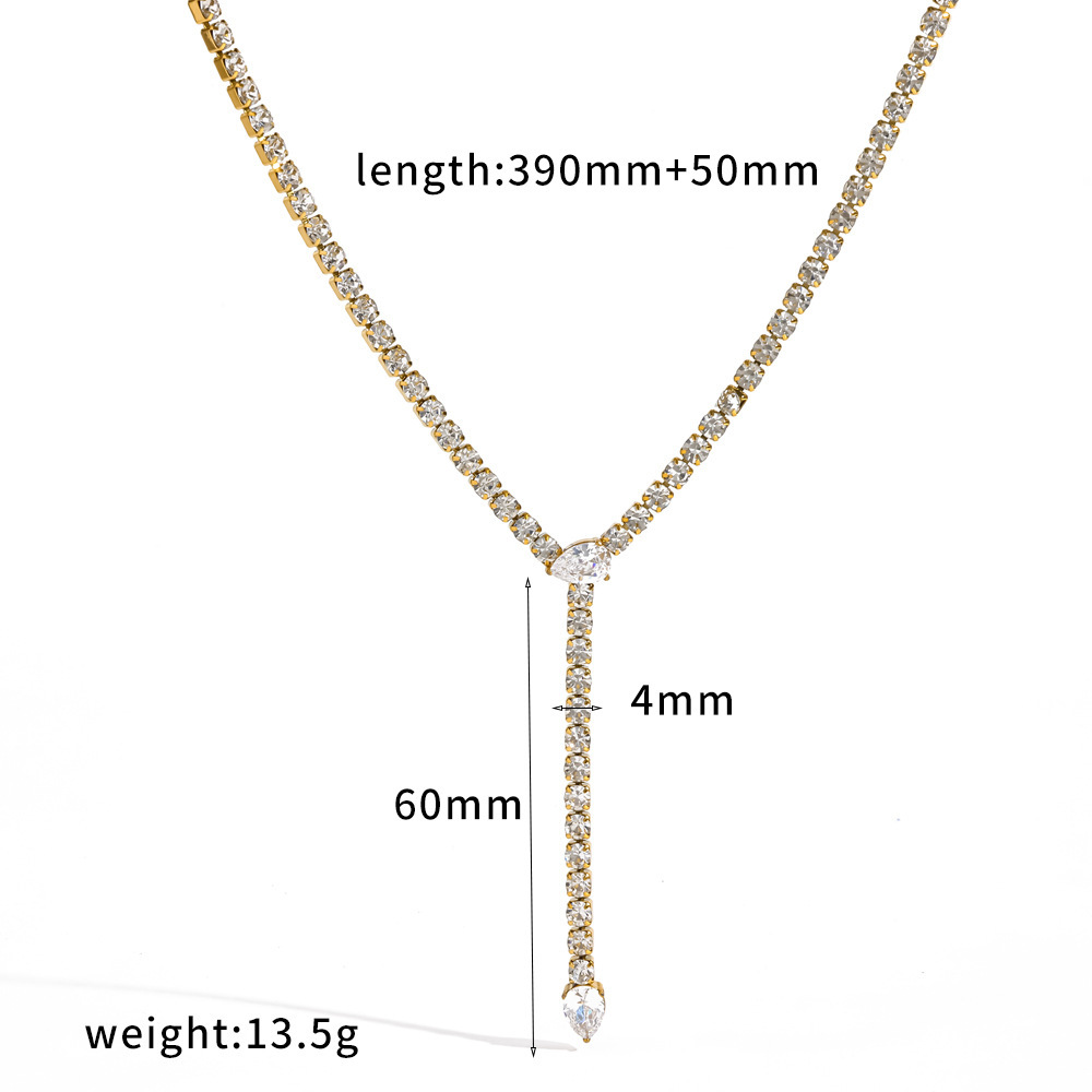 Colliers À Maillons Élégants Pour Femmes, En Acier Inoxydable Étanche, Couleur Or, Ornés De Strass.
