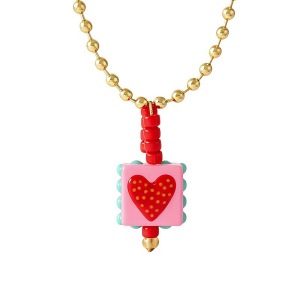 Colliers De Perles Rectangulaires En Résine Pour Femmes, Collection Romantique « Sweet Heart Beads » h5