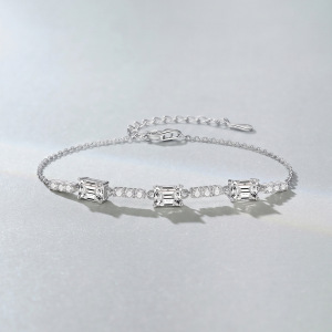 Bracelet En Argent Sterling 925 Plaqué Rhodium, Style Patchwork Classique, Pour Femme, Avec Moissanite. h5 Image2