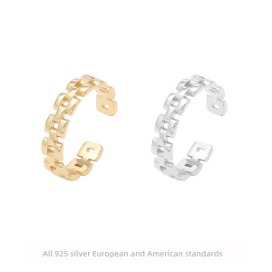 Bagues Pour Femmes En Argent Sterling 925, Plaquées Rhodium, Style Patchwork Quotidien Ajouré, Collection Simple Series h5 Image4