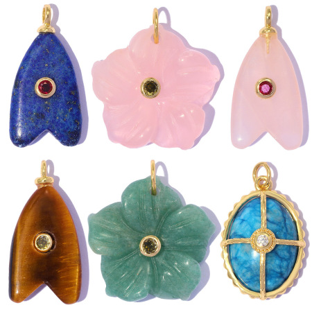 Pendentifs pour femmes, collection ethnique bohème, motif floral, pierres naturelles, cuivre et zircon