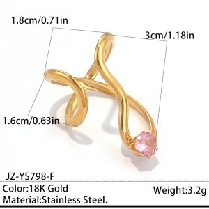 Bagues Pour Femmes En Acier Inoxydable De Forme Simple Et Irrégulière, Étanches, Couleur Or, Serties De Zircon. h5 