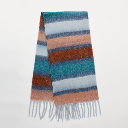 Écharpes d'hiver à rayures quotidiennes et pompons de couleur assortie, collection Simple Series 2