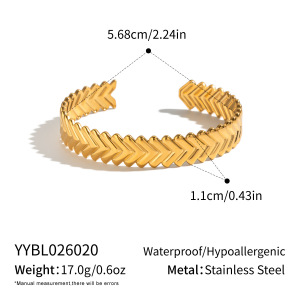Bracelets Manchettes Pour Femmes En Acier Inoxydable À Motif Flèche, Étanches, Couleur Or h5 