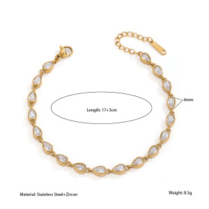 Bracelet Chaîne Pour Femme En Acier Inoxydable Imperméable Avec Zircon Et Motif Patchwork Cœur Élégant De La Série Luxueuse h5 