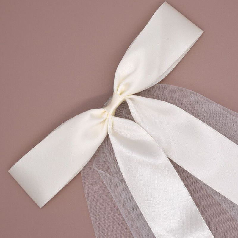 Voile De Mariée En Organza Uni, Élégant Nœud Papillon, Collection Romantique Image3