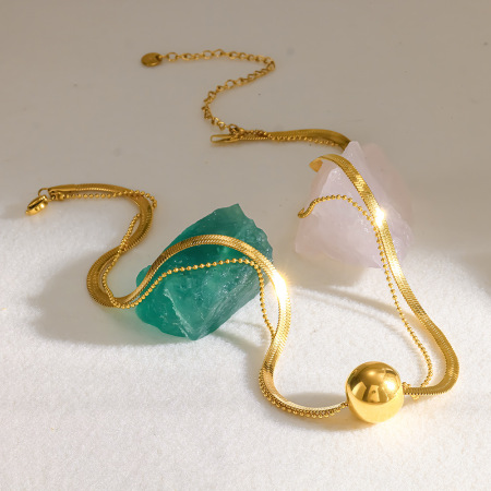 Colliers superposés pour femmes, collection Simple Series Daily Chain Circle, en acier inoxydable étanche, couleur or 2