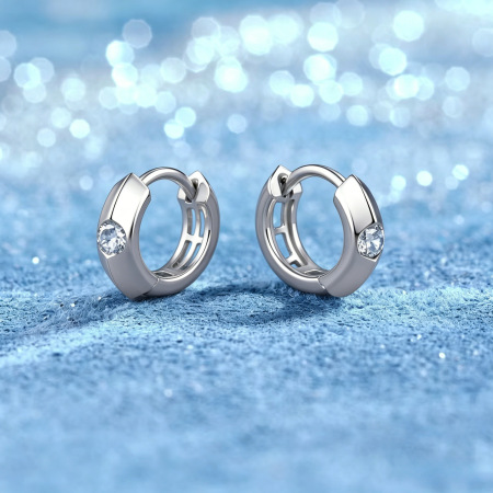 Boucles d'oreilles pour femmes en argent sterling 925, couleur or, avec moissanite et monture Daily Circle. 2