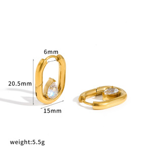 Boucles D'Oreilles Créoles Pour Femmes En Acier Inoxydable Doré, Étanches Et En Forme De U, Ornées De Strass. h5 