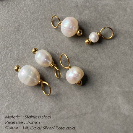 Perles d'eau douce en acier inoxydable doré, forme irrégulière, à monter soi-même, perles en vrac pour femmes 2