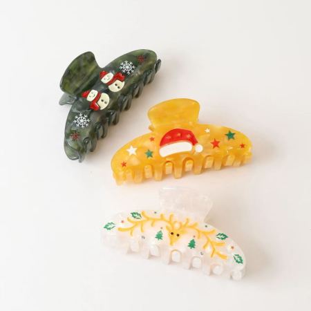 Pinces à cheveux en acétate en forme d'étoile de Noël mignonne et mignonne de la série Simple 2
