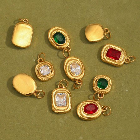 Pendentifs pour femmes en acier inoxydable à motif filé, étanches, couleur or et zircon