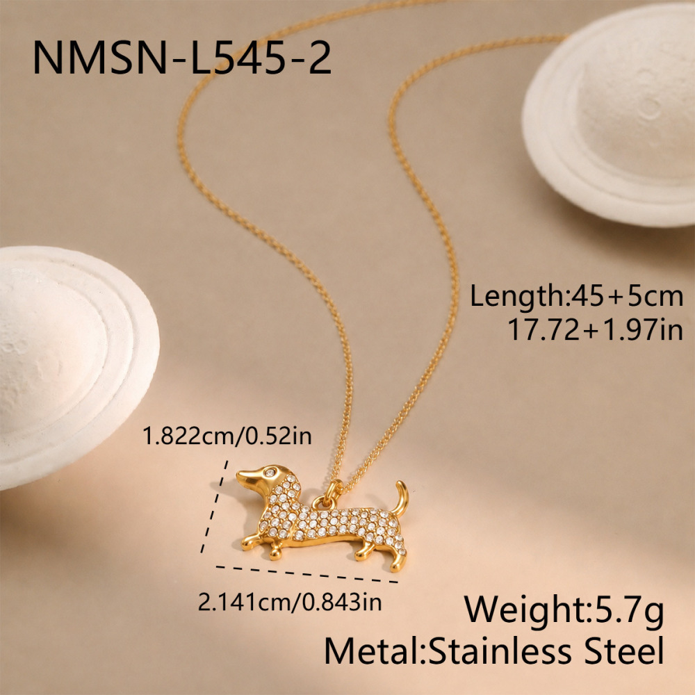 Collier Pendentif Teckel En Acier Inoxydable Étanche De La Série Simple 