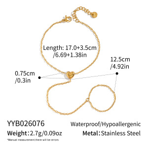 Chaîne De Poignet Daily Heart Pour Femme, En Acier Inoxydable Étanche Couleur Or h5 