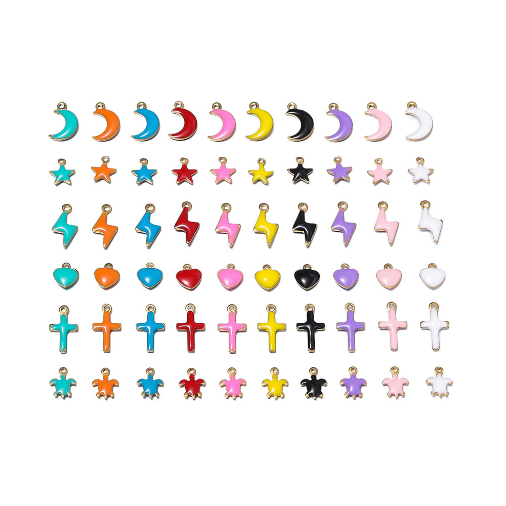 Pendentifs Pour Femmes En Acier Inoxydable Étanche, Style Diy, Motif Cœur, Croix, Étoile Et Lune Image4