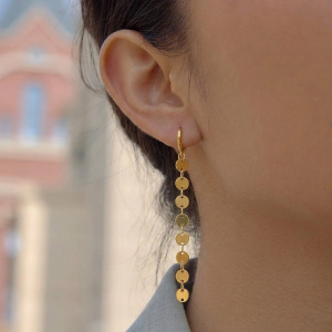 Boucles D'Oreilles Pendantes Pour Femmes, En Acier Inoxydable Imperméable, Couleur Or, Avec Pompon h5 Image2