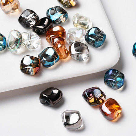 Perles de verre dorées à dégradé de couleurs, forme irrégulière, à faire soi-même, série simple