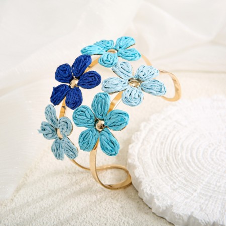 Bracelets pour femmes en raphia tissé ajouré, motif floral, collection romantique 2