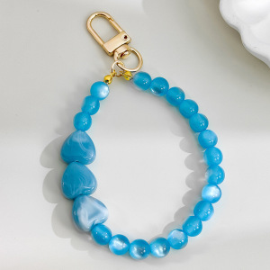 Chaîne Pour Téléphone Et Sac, Perles Simples En Forme De Cœur, Couleur Unie, Dégradé De Résine, Série Romantique h5 
