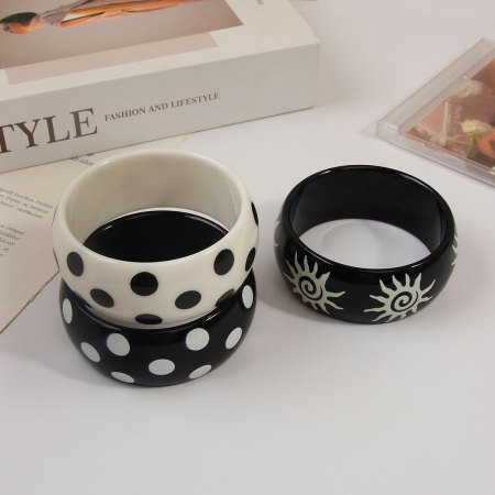 Bracelets pour femmes en résine à motif pois soleil punk 2
