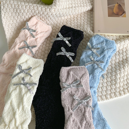 Chaussettes mi-mollet basiques à rebond léger, couleur unie 2