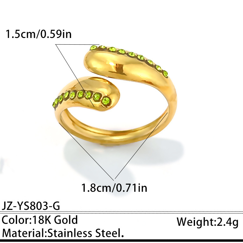 Bagues Pour Femmes En Acier Inoxydable Simple, Étanches, Couleur Or, Ornées De Strass.