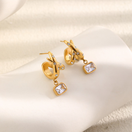 Boucles d'oreilles puces pour femmes, collection Simple Series, forme irrégulière, en acier inoxydable, étanches, couleur or 2