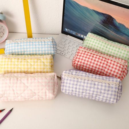 Pochettes à stylos en tissu à carreaux doux de la série Simple