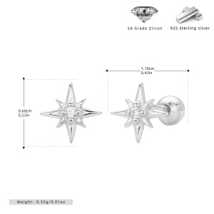 Boucles D'Oreilles Colorées Daily Star Pour Femmes, Plaquées Rhodium, En Argent Sterling 925, Collection Simple Series. h5 