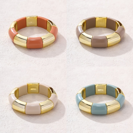 Bracelets perlés simples en résine de couleurs mélangées pour femmes 2