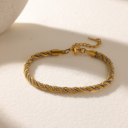 Bracelet de cheville Simple Series Casual Thread en acier inoxydable imperméable couleur or