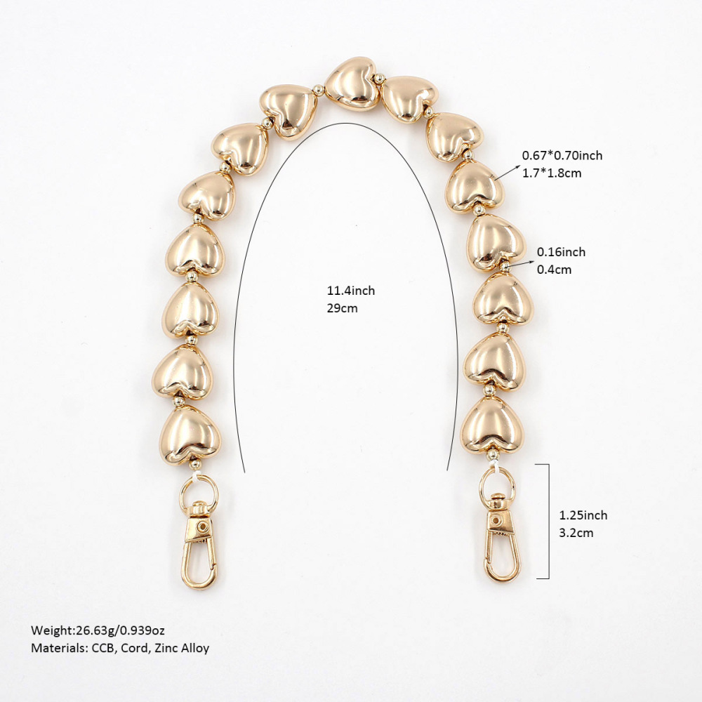 Chaîne En Métal Pour Téléphone Et Sac, Perles Simples En Forme De Cœur, Collection Romantique h5Image6