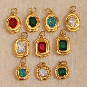 Pendentifs Pour Femmes En Acier Inoxydable À Motif Filé, Étanches, Couleur Or Et Zircon h5 Image2